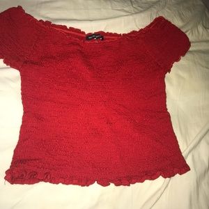 Red Ruffle Crop Top